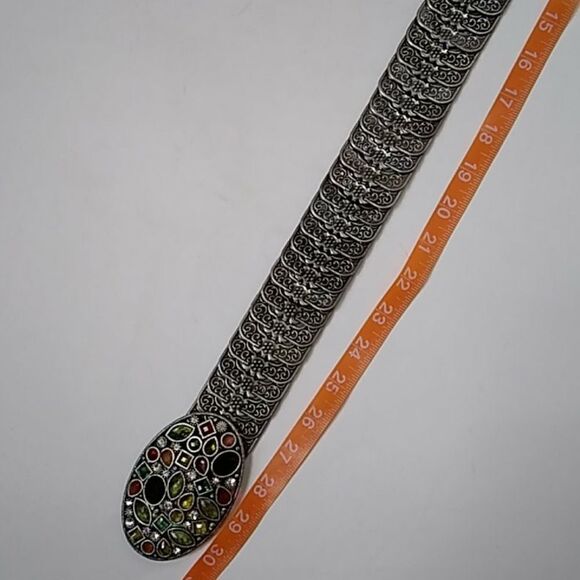 VTG,RECTANGLE ELASTIC METAL AND RHINESTONE 80S,BELT display picture 1